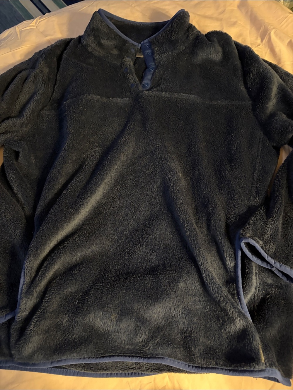 Eddie Bauer navy Plush Quarter-Snap Pullover
